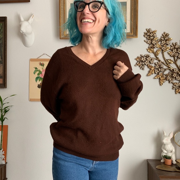Vintage Brown V-neck Sweater by Puritan - Picture 4 of 8